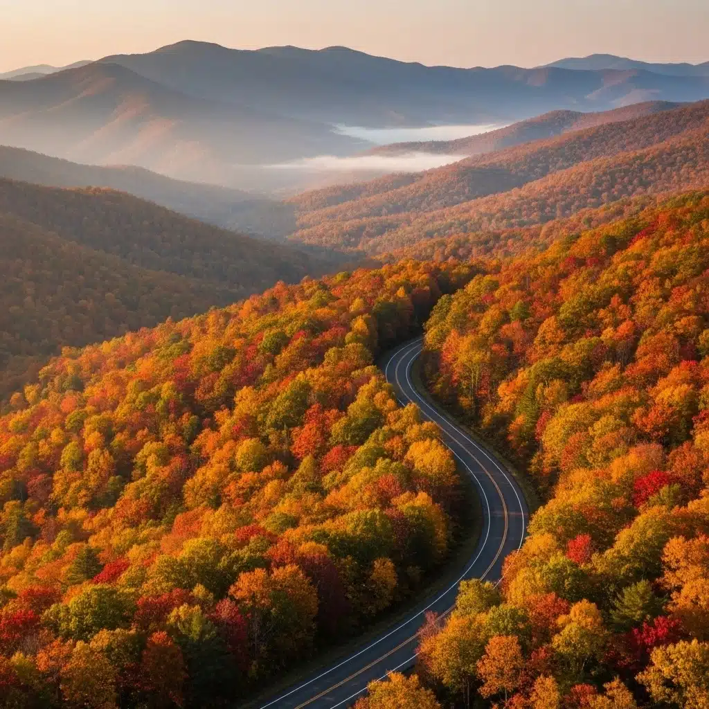 Autumn colors on the Blue Ridge Parkway in the Appalachian Mountains, a top scenic drive on the East Coast